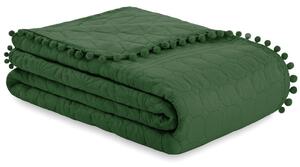 Výrazný tmavo zelený prešívaný prehoz na posteľ 260 x 280 cm