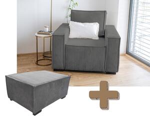 Kreslo s taburetom SMART SET, tmavo sivá
