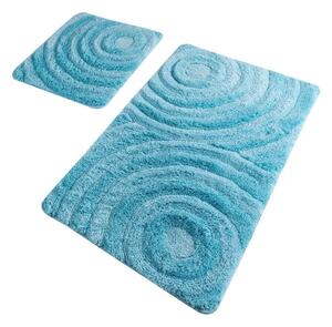 Tyrkysovomodré kúpeľňové predložky v súprave 2 ks 100x60 cm Wave – Foutastic