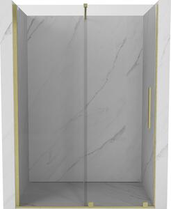 Mexen Velar, posuvné dvere do otvoru 130x200 cm, 8mm číre sklo, zlatá matná, 871-130-000-01-55
