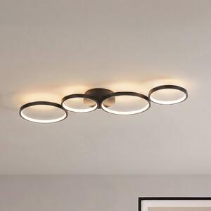 Lindby stropné LED svetlo Evengeline, čierne, hliník, 88 cm, Čierna, Obývacia izba / jedáleň, Hliník, Moderný, Stropné svetlo