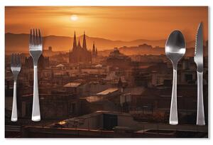 Sablio Prestieranie Barcelona Night Skyline: 40x30cm