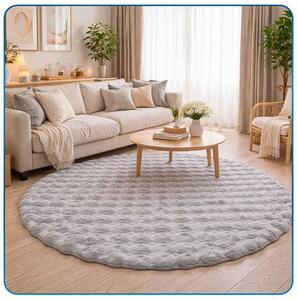 Okrúhly Bublinový koberec Rabbit Buble 120 cm strieborný plyšový