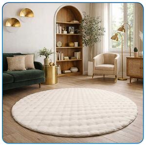Okrúhly Bublinový koberec Rabbit Bubble 120 cm biely plyšový