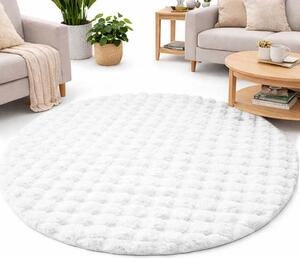 Okrúhly Bublinový koberec Rabbit Bubble 120 cm biely plyšový