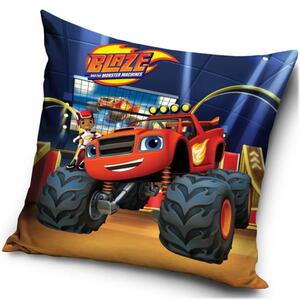 Velúrový vankúš Plamienok a štvorkolky – Monster Truck Blaze - 40x40 cm