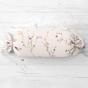 Biante Vankúš valec bonbon Sandra SA-382 Fialové lúčne kvietky na krémovom 15x40 cm