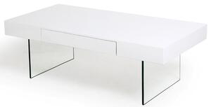 Konferenčný stolík Daisy, biely lesk/sklo