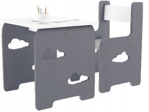 WoodStar Detský stolík a stolička s obláčikom Farba: sivá