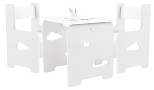 WoodStar Dizajnový detský stolík a stolička obláčik 3v1 Farba: biela