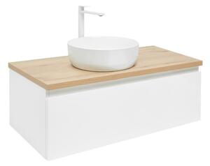Kúpeľňová skrinka s krycou doskou SAT B-WAY 99x30x45 cm biely lesk BWAY100WDOAKU2B