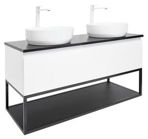 Kúpeľňová skrinka s kamennou krycou doskou SAT B-Way 119x30x45 cm biela lesk BWAY120WU2B2BF