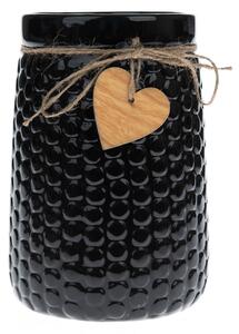 Keramická váza Wood heart čierna, 12 x 17,5 x 12 cm