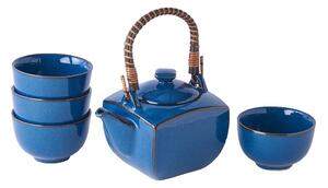 5-dielny modrý čajový set z keramiky MIJ