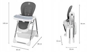 Detská stolička na kŕmenie Lionelo Linn Plus Farba: sivá
