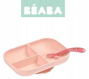 Béaba Silikónová miska s prísavkou, lyžičkou Beaba Farba: ružová