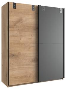 SKRIŇA S POS. DVER. – HOR.VED, grafitová, farba duba, 135/198/64 cm MID.YOU - Online Only detský nábytok, Online Only
