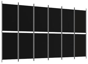 6-panelový paraván čierna 300x180 cm látka
