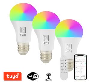 Immax NEO 07712CDO-SADA 3xLED RGB Stmievateľná žiarovka E27/9W/230V Wi-Fi Tuya+DO
