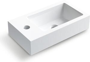 Balneo umývadlo VEGA 40 x 22 cm, biele, obdĺžnikové, z minerálnej zmesi, do kúpeľne