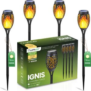 4 kusy LED solárnych záhradných lampičiek IGNIS, záhradné svietidlo s efektom plameňa, značka LUMILED