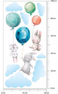Vulpi Detské samolepky na stenu Zajačikovia na balónoch 100x50 cm