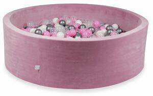 Vulpi Okrúhly suchý bazén XXL Velvet ružový 130x40 + 300 guličiek