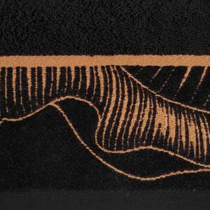 Čierny uterák PEONIA1 s bordúrou Rozmer: 70 x 140 cm