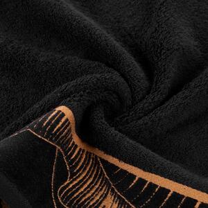 Čierny uterák PEONIA1 s bordúrou Rozmer: 70 x 140 cm