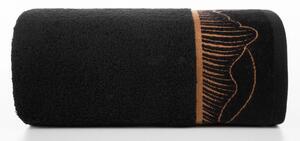 Čierny uterák PEONIA1 s bordúrou Rozmer: 50 x 90 cm