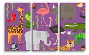 Sablio Obraz - 3-dílný Animované safari - 120x80 cm