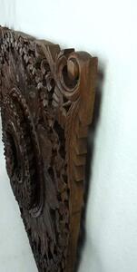 Dekorácia na stenu Mandala hranatá LOTOS 3D, teakové drevo,90 cm, ručná práca (Masterpiece ručná práca)