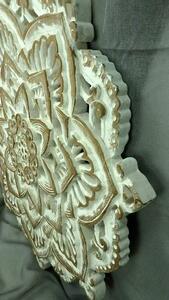 Dekorácia na stenu Mandala biela MILIA, teakové drevo, 90cm, ručná práca (Masterpiece ručná práca)