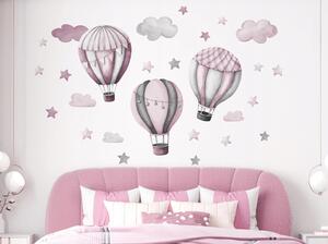 Vulpi Detské samolepky na stenu Baloons Pink 100x90 cm