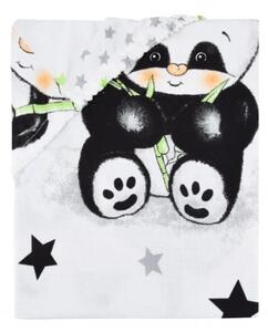 Baby Nellys Detské bavlnené prestieradlo do postieľky - Panda - biela - 120x60