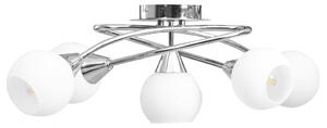 Stropná lampa+keramické tienidlá na 5 žiaroviek E14, biela guľa