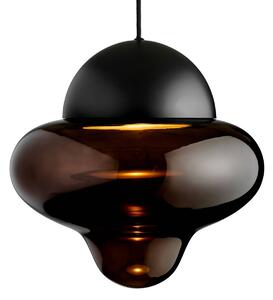Závesné svetlo Nutty XL LED, hnedá / čierna, Ø 30 cm, sklo