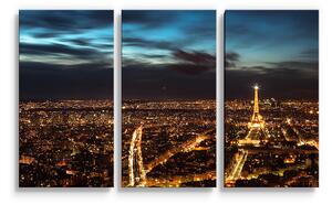 Sablio Obraz - 3-dílný Nočný Paríž - 120x80 cm
