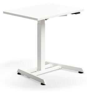 Výškovo nastaviteľný stôl QBUS, s centrálnou nohou, 800x600 mm, biely rám, biela