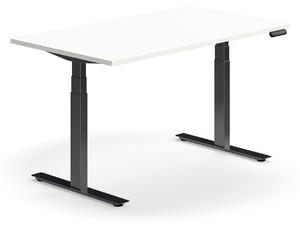 Výškovo nastaviteľný stôl QBUS, rovný, 1400x800 mm, čierny rám, biela
