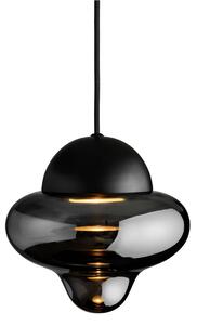 Závesné svetlo LED Nutty, dymovo sivá / čierna, Ø 18,5 cm, sklo