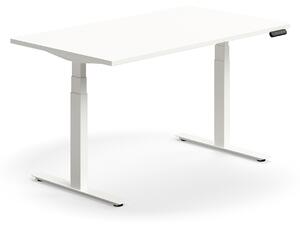 Výškovo nastaviteľný stôl QBUS, rovný, 1400x800 mm, biely rám, biela