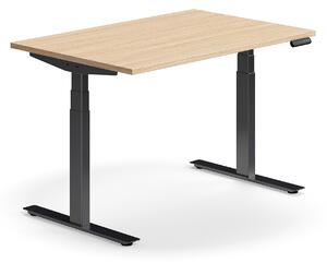 Výškovo nastaviteľný stôl QBUS, rovný, 1200x800 mm, čierny rám, dub
