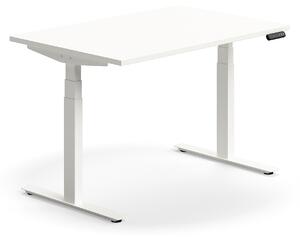 Výškovo nastaviteľný stôl QBUS, rovný, 1200x800 mm, biely rám, biela