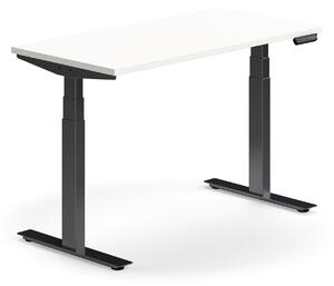 Výškovo nastaviteľný stôl QBUS, rovný, 1200x600 mm, čierny rám, biela