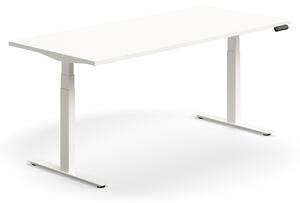 Výškovo nastaviteľný stôl QBUS, rovný, 1800x800 mm, biely rám, biela
