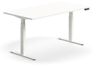 Výškovo nastaviteľný stôl QBUS, rovný, 1600x800 mm, biely rám, biela