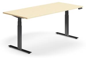 Výškovo nastaviteľný stôl QBUS, rovný, 1800x800 mm, čierny rám, breza