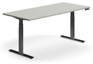 Výškovo nastaviteľný stôl QBUS, rovný, 1800x800 mm, čierny rám, svetlošedá