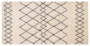 Koberec béžový a čierny polyesterový 80 x 150 cm geometrický vzor obdĺžnikový